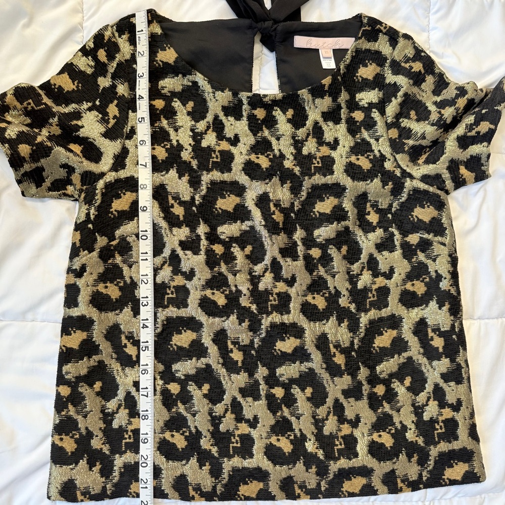 Hutch Anthropologie Leopard Metallic Jacquard Blouse Women’s XS Party Holiday - Picture 9 of 9